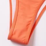 Mesh solid padded self tie o ring cross front halter 3 piece swimwear