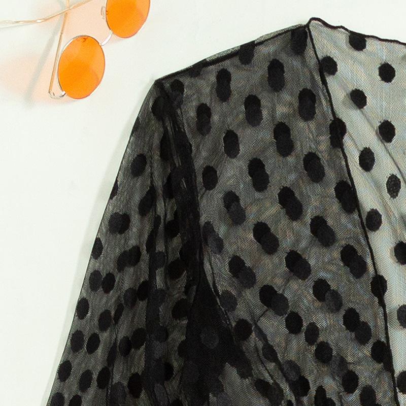 Maillot de bain 3 pièces uni à manches longues et à pois 