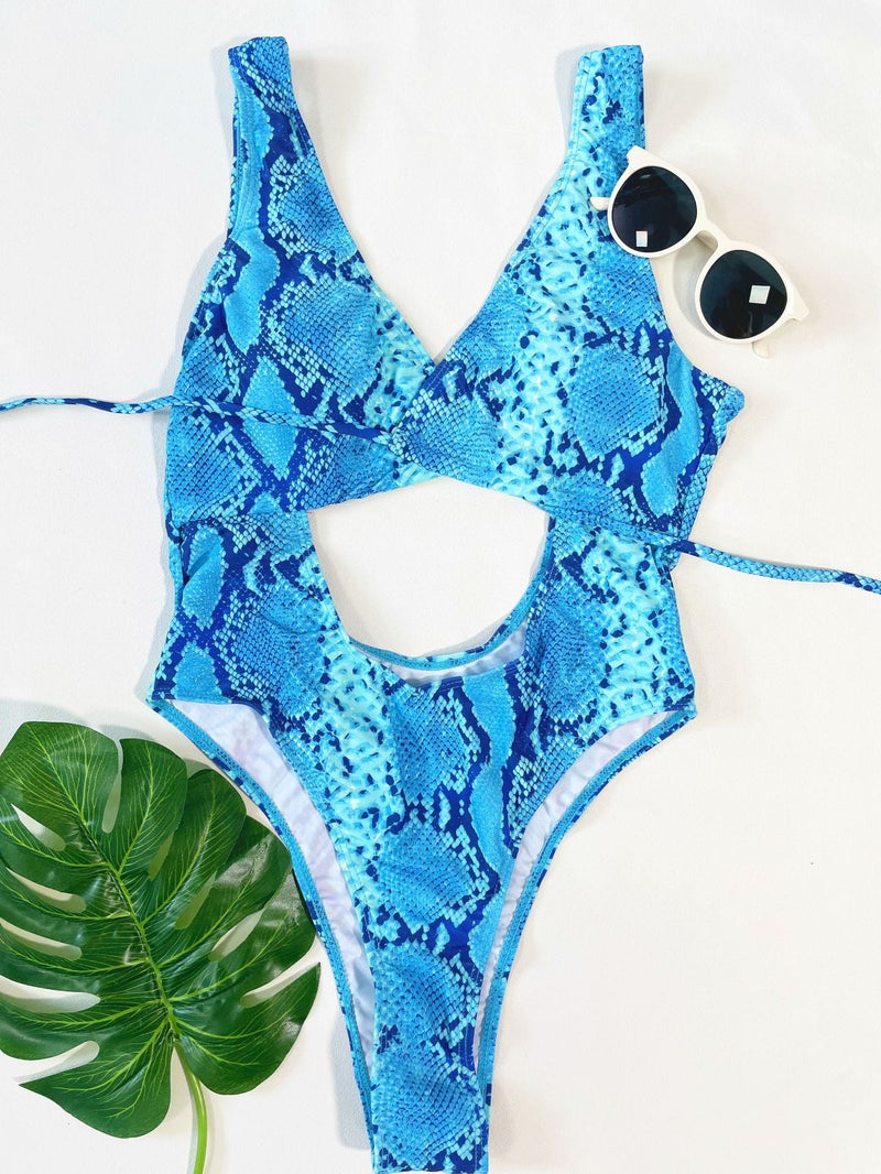 Maillot de bain une pièce rembourré et ajouré contrasté 