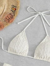 Maillot de bain bikini dos nu texturé uni à nouer soi-même 