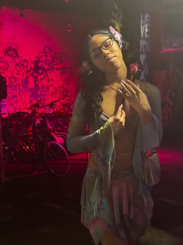 Halibuy Fashion review - Flared Sleeve Tie Dye O Ring Self Tie Halter Low Cut Mini Skirt Set