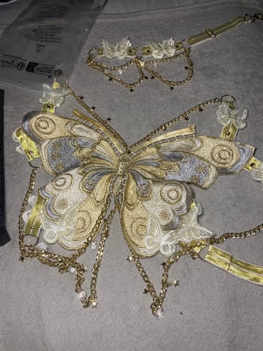 Halibuy Fashion review - Butterfly Embroidery Metal Chain Halter Top With Choker