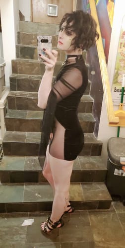 Halibuy Fashion review - Mesh Crewneck Long Sleeve See Through Embroidery Mini Dress