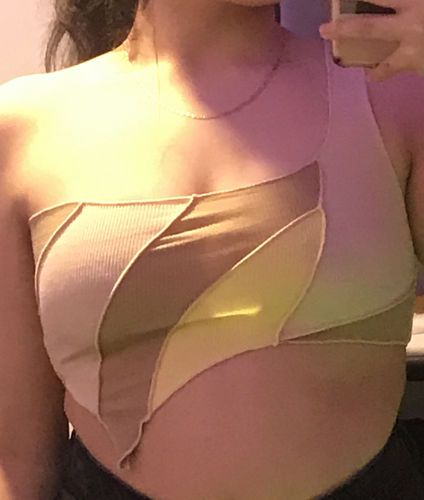 Halibuy Fashion review - One Shoulder Patchwork Crop Top