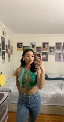 Halibuy Fashion review - Sleeveless Sheer Lace Up Crop Top