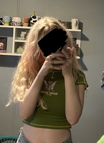 Halibuy Fashion review - Short Sleeve Crewneck Cartoon Print Crop Top