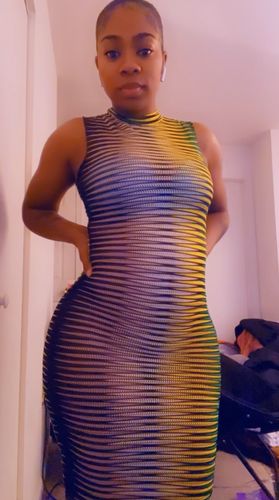 Halibuy Fashion review - Crewneck Sleeveless Multicolor Mini Bodycon Dress