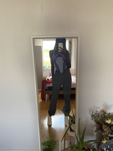 Halibuy Fashion review - Hollow Out Patchwork Mesh See Through Bodysuit