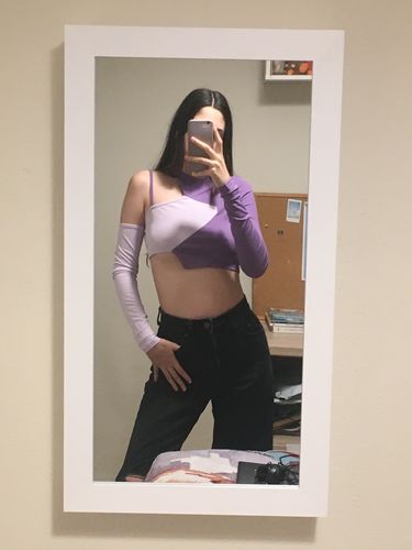 Halibuy Fashion review - Long Sleeve Ribbed Patchwork Cami Crop Top