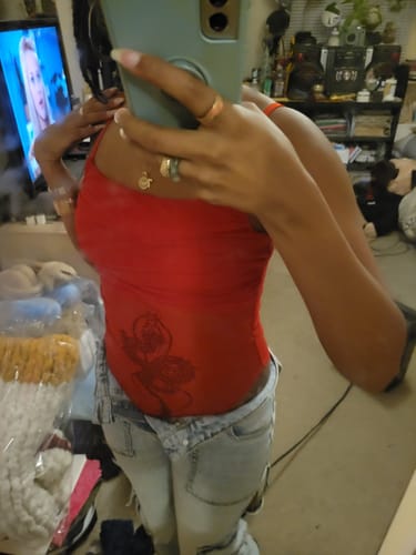 Halibuy Fashion review - Ruched Dragon Print Mesh Cami Bodysuit