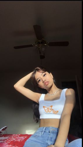 Halibuy Fashion review - Butterfly Embroidered Ribbed Crop Top