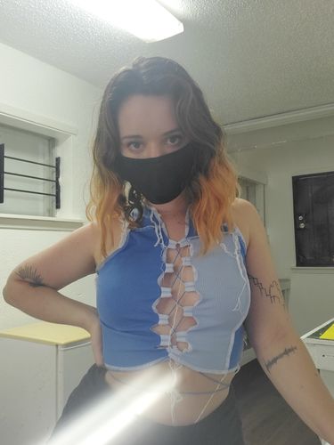 Halibuy Fashion review - Lace Up Patchwork Blue Top