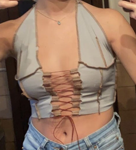 Halibuy Fashion review - Lace Up Halter Top