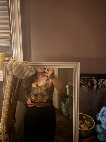 Halibuy Fashion review - Print Bow Tie Lace Up Bustier Crop Top