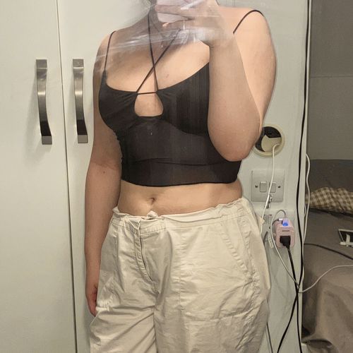 Halibuy Fashion review - Cross Front Cami Mesh Crop Top