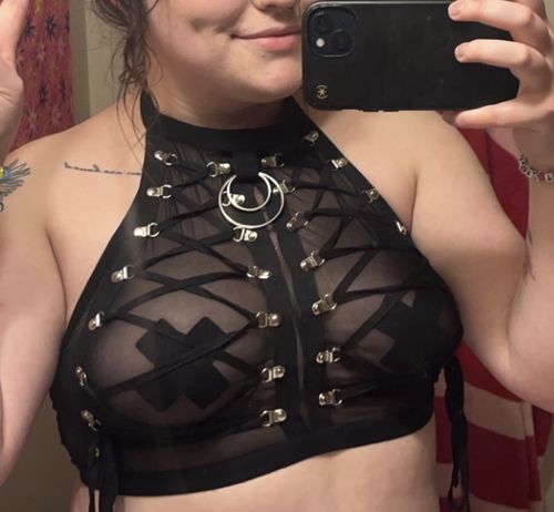 Halibuy Fashion review - Mesh See Through Lace Up Open Back Metal Ring Open Back Top