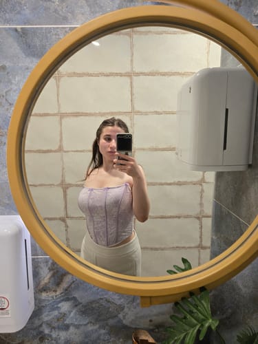 Halibuy Fashion review - Bowknot Lace Corset Lace Up Tube Top