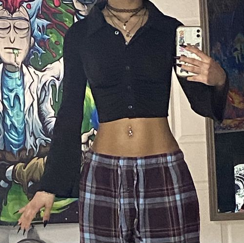 Halibuy Fashion review - Turnover Collar Button Through Ruched Top