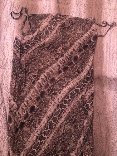 Halibuy Fashion review - Cowl Neck Open Back Snake Print Slit Maxi Dress