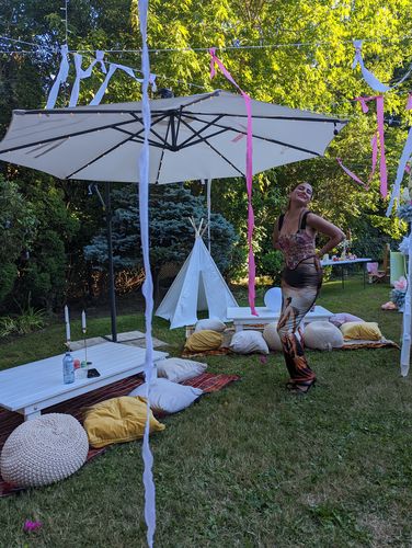 Halibuy Fashion review - Hollow Out Halter Print Tie Open Back Maxi Dress