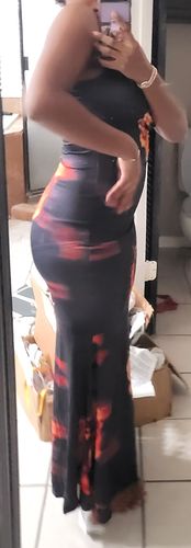 Halibuy Fashion review - Cowl Neck Print Cami Maxi Dress