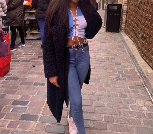 Halibuy Fashion review - Lace Up Patchwork Blue Top