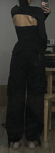 Halibuy Fashion review - Long Sleeve Gloves O Ring Hollow Out Shrug 2 Piece Bodysuit