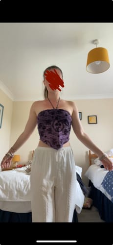 Halibuy Fashion review - Halter Drawstring Ruched Beaded Mesh Print Top