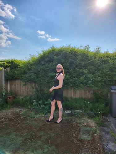 Halibuy Fashion review - Solid Irregular Halter Ruffle Backless Mini Dress