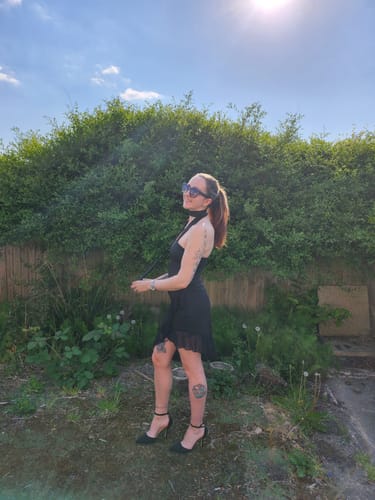 Halibuy Fashion review - Solid Irregular Halter Ruffle Backless Mini Dress