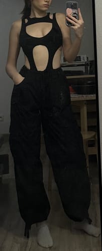 Halibuy Fashion review - Hollow Out Sleeveless Backless Solid Bodysuit