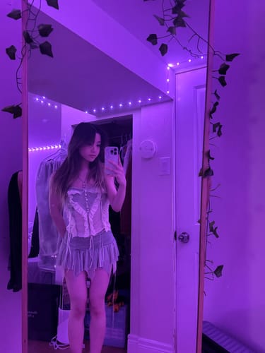 Halibuy Fashion review - Mesh Patchwork Ruffle Button Contrast Backless Cami Crop Top