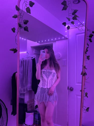 Halibuy Fashion review - Mesh Patchwork Ruffle Button Contrast Backless Cami Crop Top