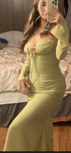 Halibuy Fashion review - Low Cut Halter Off Shoulder Long Flared Sleeve Midi Dress