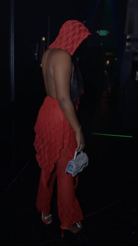 Halibuy Fashion review - Lace Irregular See Through Hoodie Halter Cowl Neck Pant Set