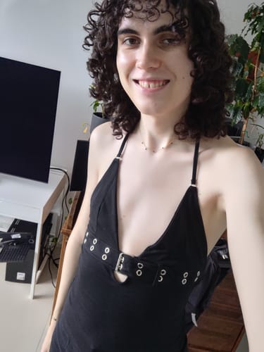 Halibuy Fashion review - V Neck Low Cut Metal Buckle Backless Halter Top